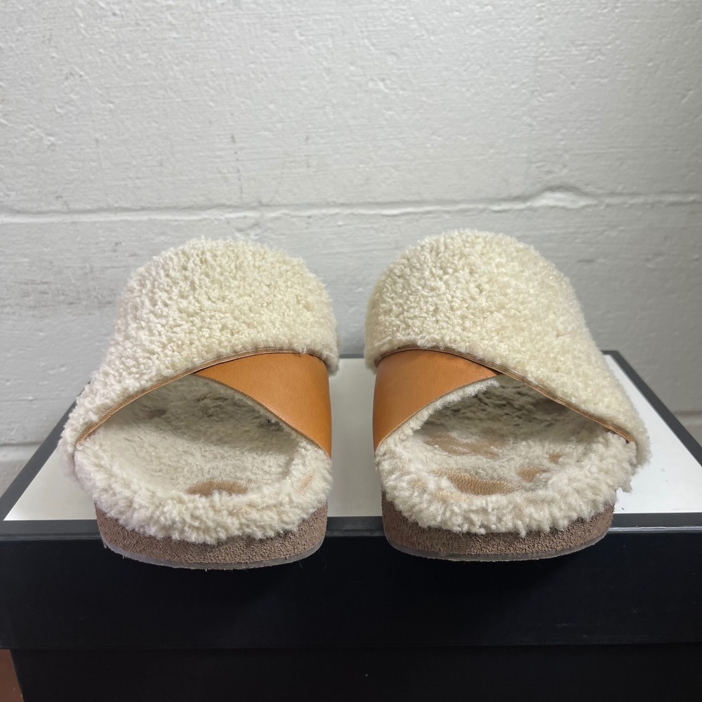 Chloe Woody Natural & Ochre Shearling Slide - Picture 4 of 11